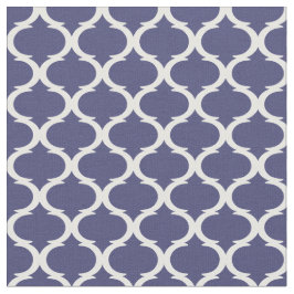 Navy Blue und White Hamptons Quatrefoil Trellis Stoff