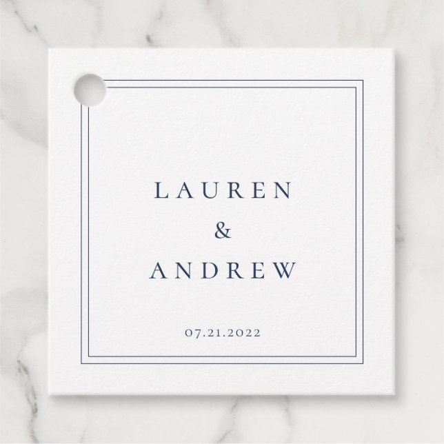 Navy Blue und White Modern Minimalistisch Geschenkanhänger (Vorderseite)