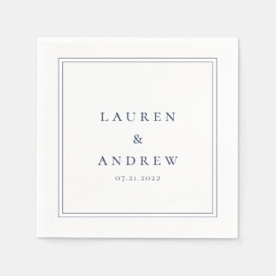 Navy Blue und White Modern Minimalistisch Napkins Serviette