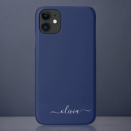 Navy Blue und White Modern Monogram Case-Mate iPhone Hülle