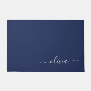 Navy Blue und White Modern Monogram Fußmatte