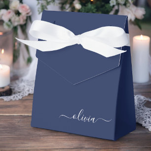 Navy Blue und White Modern Monogram Geschenkschachtel