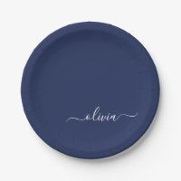 Navy Blue und White Modern Monogram