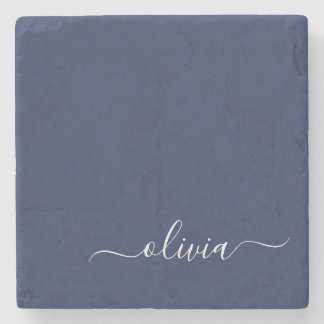 Navy Blue und White Modern Monogram Steinuntersetzer
