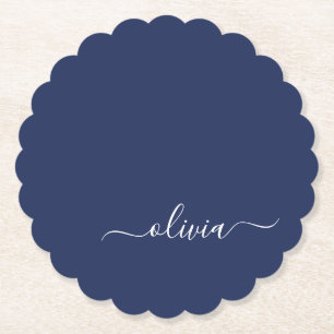 Navy Blue und White Modern Monogram Untersetzer