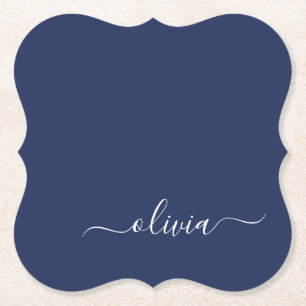 Navy Blue und White Modern Monogram Untersetzer