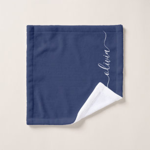 Navy Blue und White Modern Monogram Waschlappen