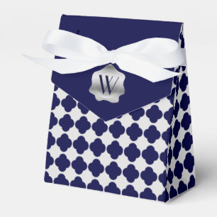 Navy Blue und White Monogram Fevor Geschenkboxen Geschenkschachtel