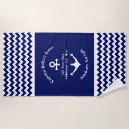 Navy Blue und White Nautical Anchor Benutzerdefini Strandtuch