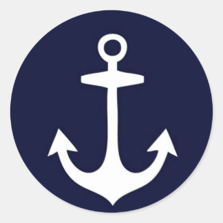 Navy Blue und White Nautical Inspiriert Runder Aufkleber