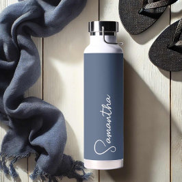 Navy Blue und White Personalisiert Trinkflasche