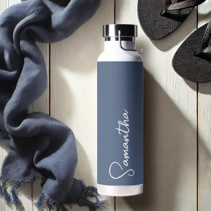 Navy Blue und White Personalisiert Trinkflasche