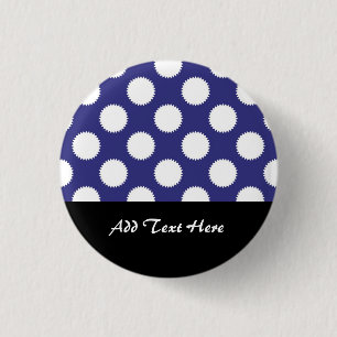 Navy Blue und White Polka Dot Pattern Button