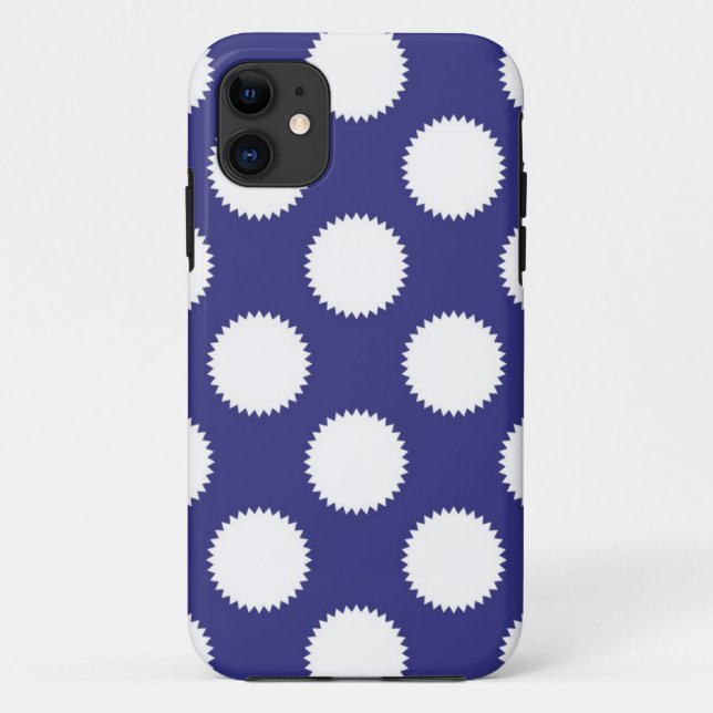 Navy Blue und White Polka Dot Pattern Case-Mate iPhone Hülle (Rückseite)