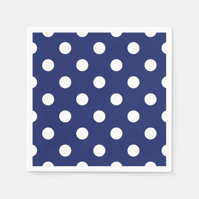 Navy Blue und White Polka Dot Pattern Serviette (Vorderseite)