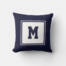 Navy Blue und White Preppy Square Monogram Custom Kissen