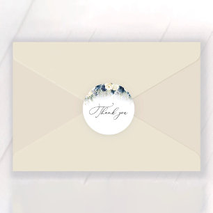 Navy Blue und White Roses Brautparty Runder Aufkleber