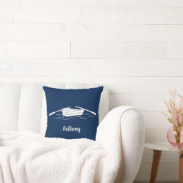 Navy Blue und White Rowboat Personalisiert Kissen