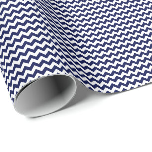 Navy Blue und White Small Zickzack Wrapping Paper Geschenkpapier