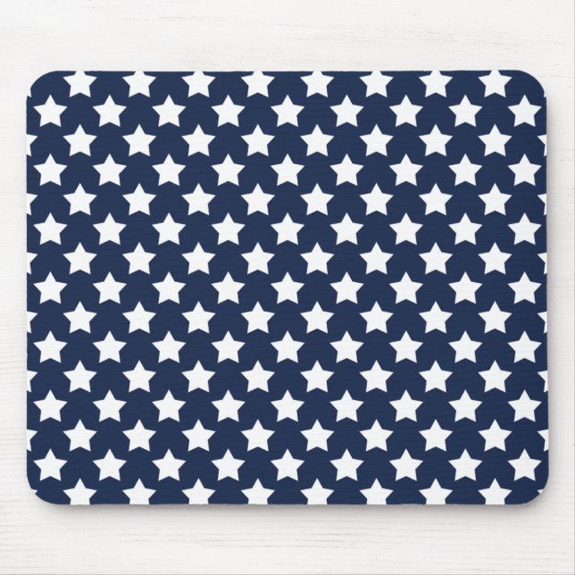 Navy Blue und White Stars, Starry Pattern Mousepad (Vorne)