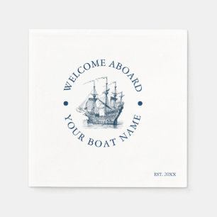 Navy Blue und White Vintag Nautical Boote Serviette