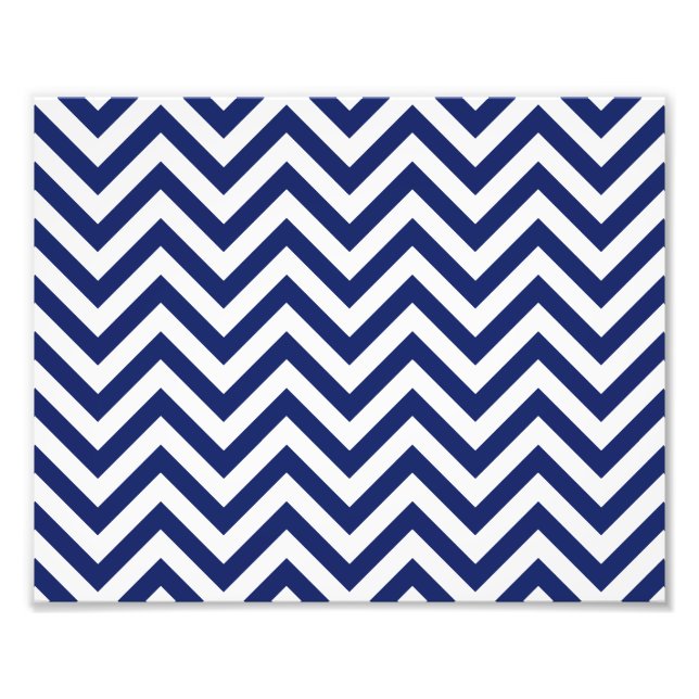 Navy Blue und White Zigzag Streifen Zickzack Muste Fotodruck (Vorne)