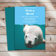 Navy Blue Underwater Aqua Sea Lion Coastal Wedding