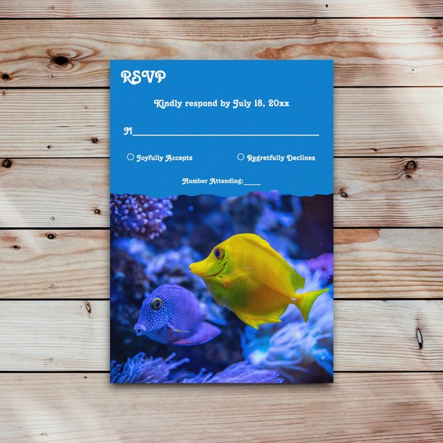 Navy Blue Underwater Sea Fish Nautical wedding RSVP Karte (Von Creator hochgeladen)