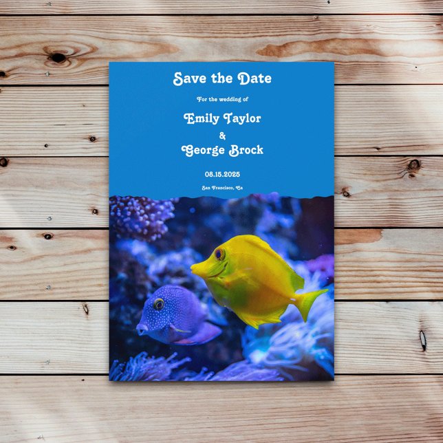 Navy Blue Underwater Sea Fish Nautical wedding Save The Date (Von Creator hochgeladen)
