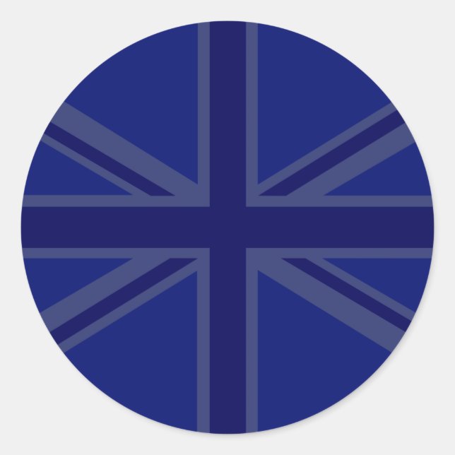 NAvy Blue Union Jack Decor Runder Aufkleber (Vorderseite)