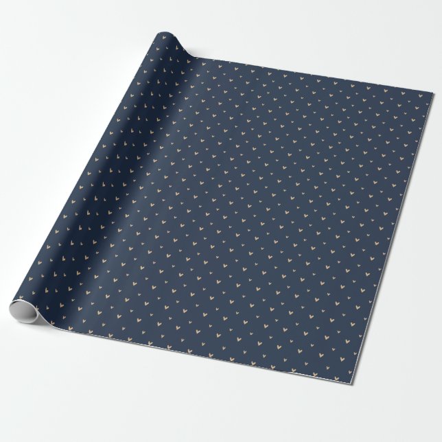 Navy Blue Valentinstag Petite Heart Gift Geschenkpapier (Ungerollt)