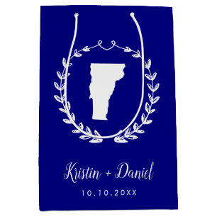 Navy Blue Vermont Map Wedding Welcome Swag Mittlere Geschenktüte