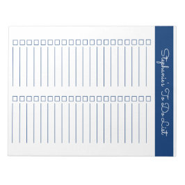 Navy Blue Vertical 8.5x11 Two Column Checklist Notizblock