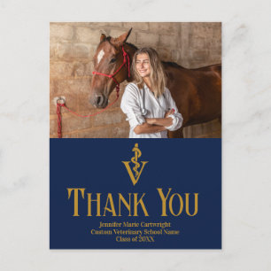 Navy Blue Veterinary School Abschluss Vielen Dank Postkarte