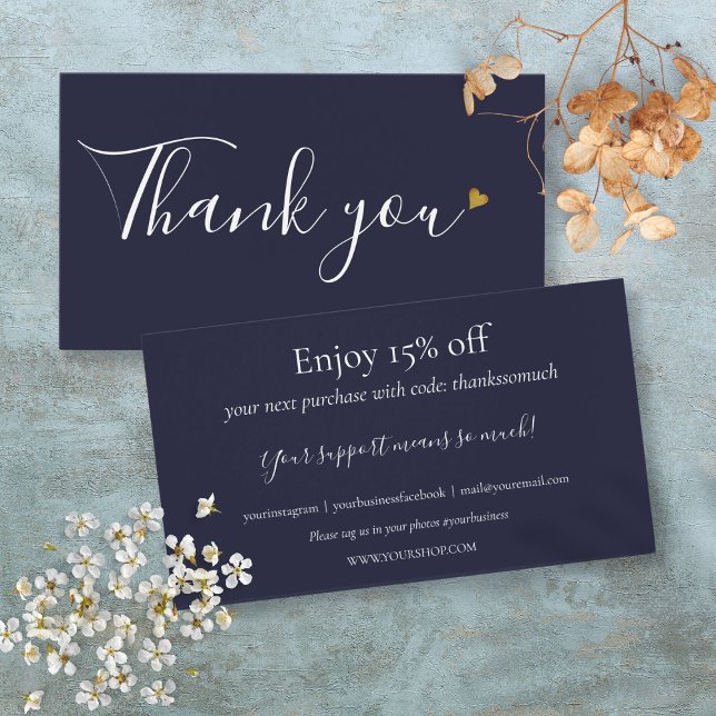 Navy Blue Vielen Dank für den Shopping Discount Ca (Navy Blue Thank You For Shopping Discount Card)