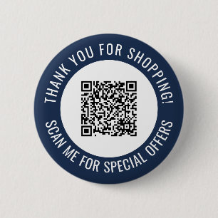 Navy Blue Vielen Dank und Scan Me Promotion QR Cod Button