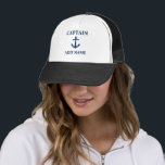 Navy Blue Vintag AnchKapitän oder Name Boat Name Truckerkappe<br><div class="desc">Navy Blue Vintag Anchor Captain Name oder Bootsname Hat.</div>