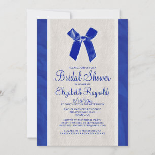 Navy Blue Vintag Bow Linen Brautparty lädt ein Einladung