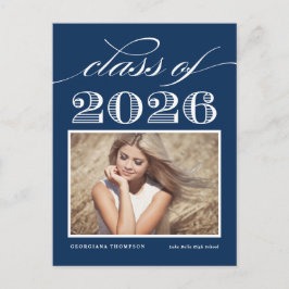 Navy Blue Vintag Class 2025 Foto Abschluss Ankündigungspostkarte