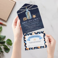 Navy Blue Vintag Message in einer Flasche Baby Dus