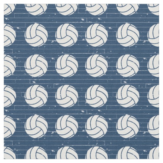 Navy Blue Volleyball Holzfußboden Gemustert Stoff (Nahaufnahme)