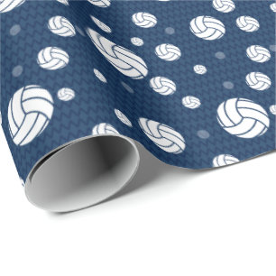 Navy Blue Volleyball Zickzack Gemustert Geschenkpapier
