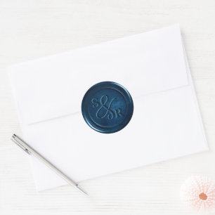 Navy Blue Wachs Siegel Aufkleber mit Initialen