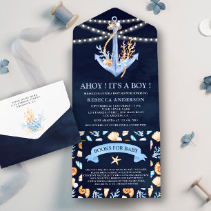 Navy-Blue-Wasserfarbe-Maritimes-Anker-Baby-Party All In One Einladung