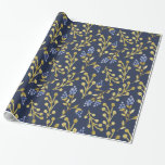 Navy Blue Watercolor Beroral Geschenkpapier<br><div class="desc">Fügen Sie Ihren Geschenken eine Touch Eleganz hinzu, mit diesem wunderschönen Packpapier, das mit einem marineblau dekorierten Hintergrund mit zarten Aquarellbeeren und Blattwerk in sanften Gold- und Blautönen geschmückt ist. Ideal für Urlaubsgeschenke, Geburtstage und besondere Anlässe, dieses inspirierte Blumenmuster bringt Eleganz und Charme in Ihre Geschenkverpackung. Dieses Verpackungspapier ist perfekt...</div>