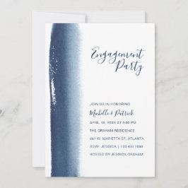 Navy Blue Watercolor Engagement Party Einladung