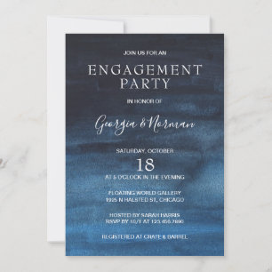 Navy Blue Watercolor Engagement Party Einladung