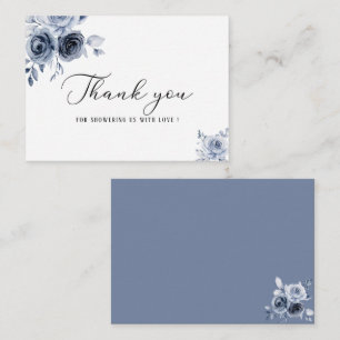 Navy blue watercolor flowers and leaves baby  show mitteilungskarte