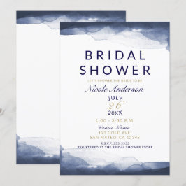 Navy Blue Watercolor Modernes Chic Brautparty Einladung