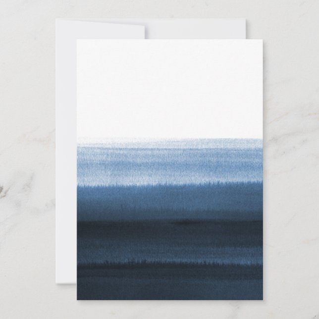 Navy Blue Watercolor Ombre Einladung (Vorderseite)